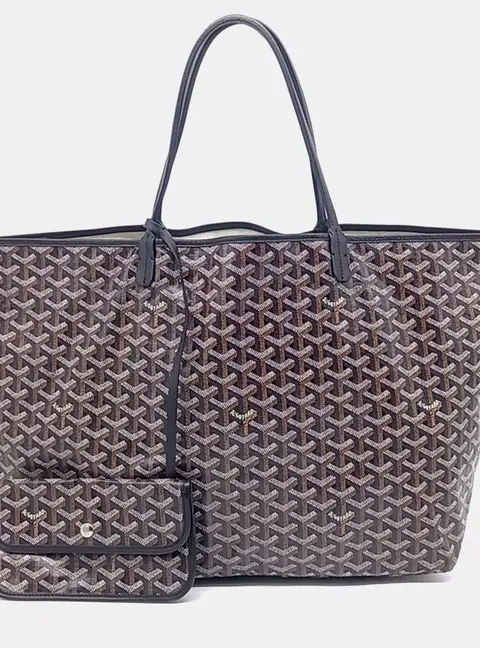 Goyard Saint Louis GM Black Goyardine Coated Canvas Reversible Tote Bag