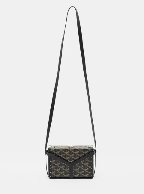 Goyard Minaudi&egrave;re Trunk Black Goyardine Coated Canvas and Leather Clutch