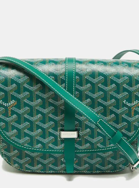 Goyard Belvedere II PM Green Goyardine Coated Canvas and Leather Saddle Bag