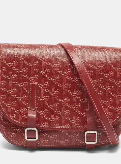 Goyard Belvedere PM Red Goyardine Coated Canvas and Leather Bag