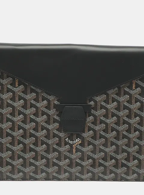 Goyard Camondo MM Brown/Black Goyardine Coated Canvas Horizontal Clutch