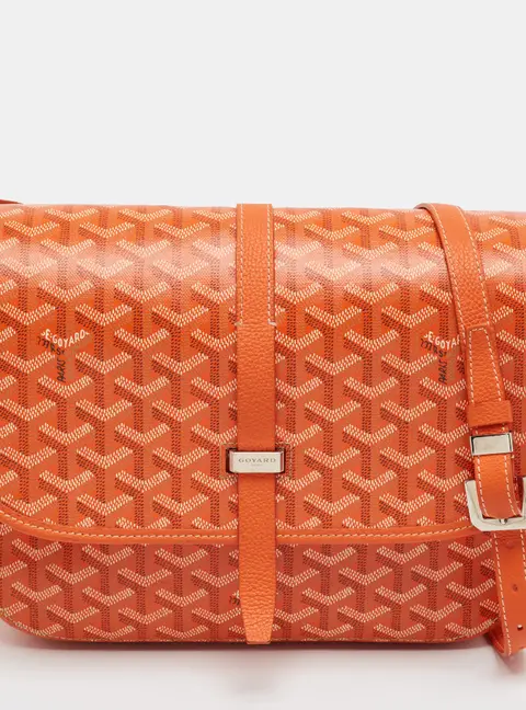 Goyard Belvedere MM Orange Goyardine Coated Canvas and Leather Bag