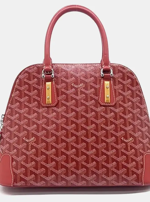 Goyard Vendome PM Red Goyardine Canvas Leather Top Handle Bag