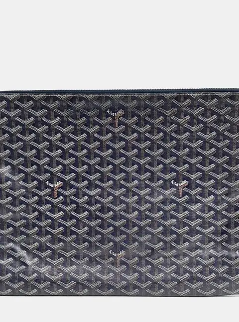 Goyard Senat GM Blue Goyardine Canvas Pouch Bag