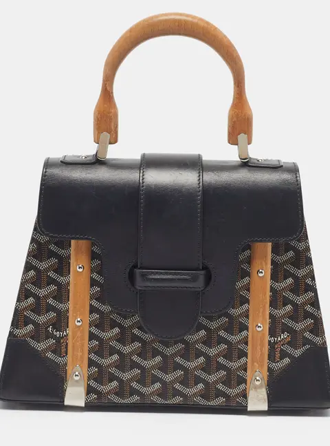 Goyard Saigon PM Black Goyardine Coated Canvas Top Handle Bag