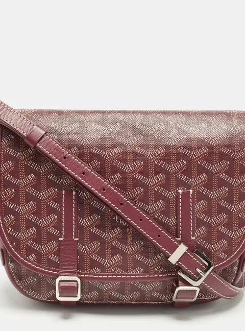 Goyard Belvedere PM Burgundy Goyardine Coated Canvas and Leather Messenger Bag