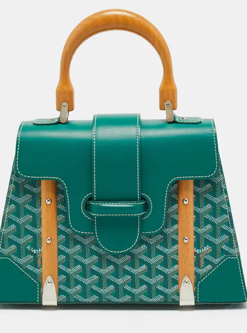 Goyard Saigon PM Green Goyardine Coated Canvas and Leather Top Handle Bag