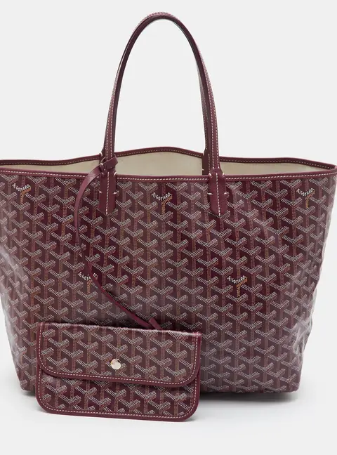 Goyard Saint Louis PM Burgundy Goyardine Coated Canvas and Leather Tote