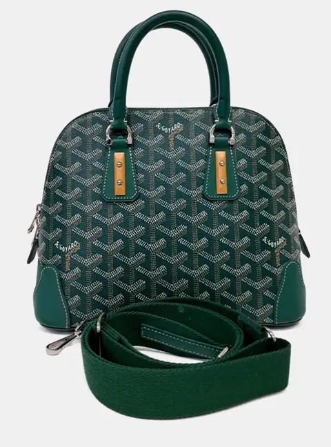 Goyard Vendome Mini Green Goyardine Coated Canvas Leather Top Handle Bag