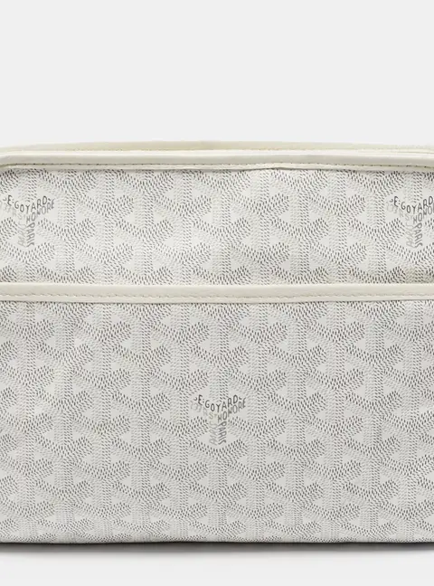 Goyard Jouvence PM White Goyardine Coated Canvas and Leather Toiletry Pouch