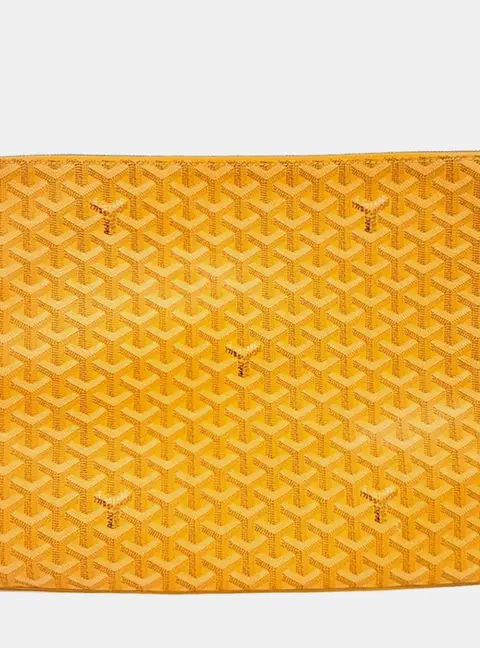 Goyard Senat GM Yellow Goyardine Canvas Pouch Bag