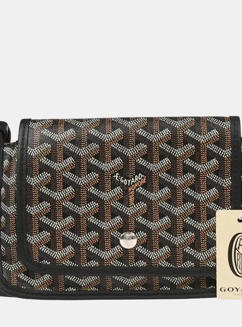 Goyard Plumet One Size Black Goyardine Canvas Crossbody Bag