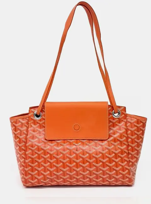 Goyard Louette PM Orange Goyardine Canvas Leather Shoulder Bag