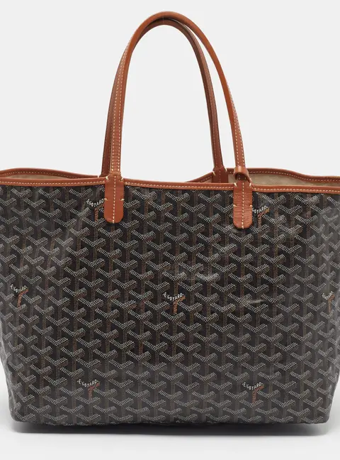 Goyard Saint Louis PM Brown Goyardine Coated Canvas and Leather Tote