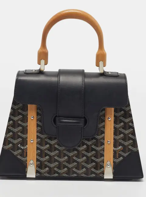 Goyard Saigon PM Black Goyardine Coated Canvas and Leather Top Handle Bag