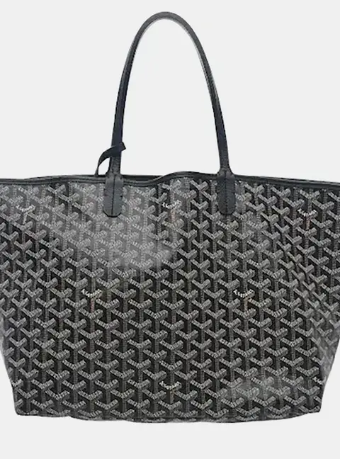 Goyard Saint Louis PM Black Goyardine Canvas Tote Bag
