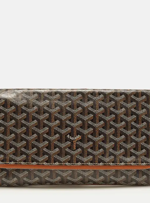 Goyard Sainte Marie MM Brown Goyardine Coated Canvas and Leather Clutch