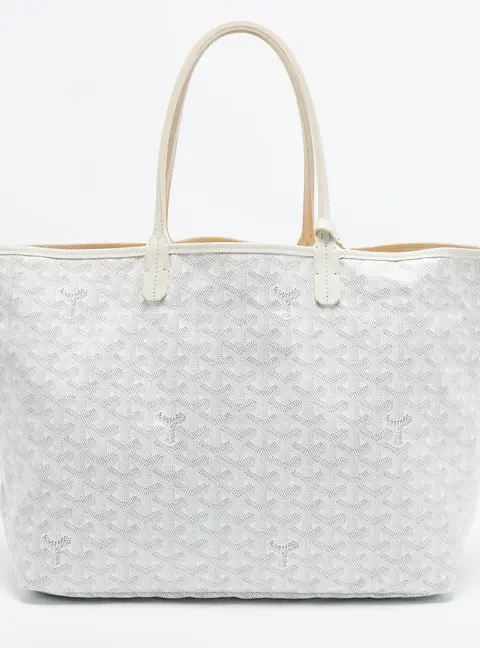 Goyard Saint Louis PM White Goyardine Coated Canvas and Leather Tote