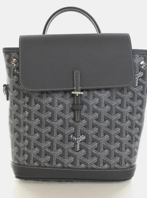 Goyard Alpin Mini Grey Goyardine Coated Canvas Chevroches Calfskin Backpack Bag