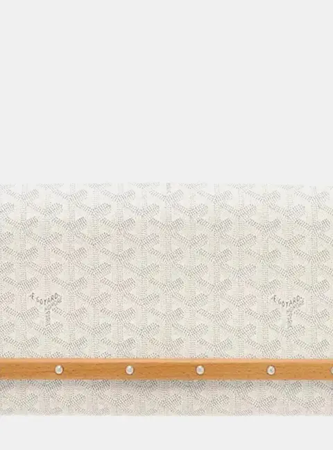 Goyard Monte Carlo PM White Goyardine Canvas Wood Clutch Bag