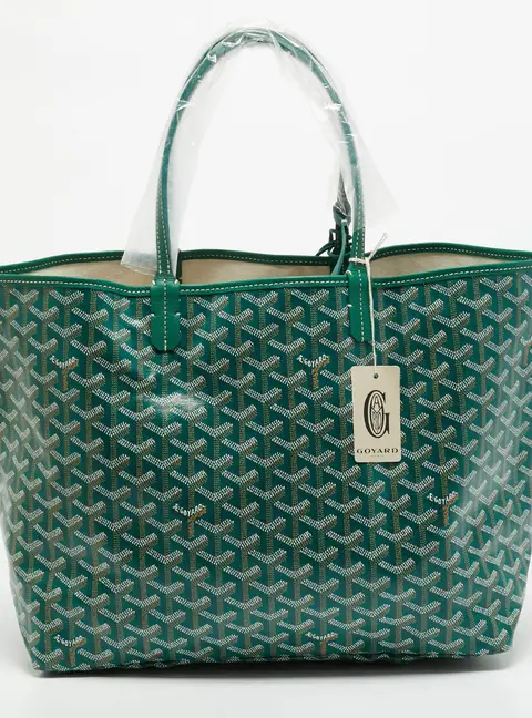 Goyard Saint Louis PM Green Goyardine Coated Canvas and Leather Tote