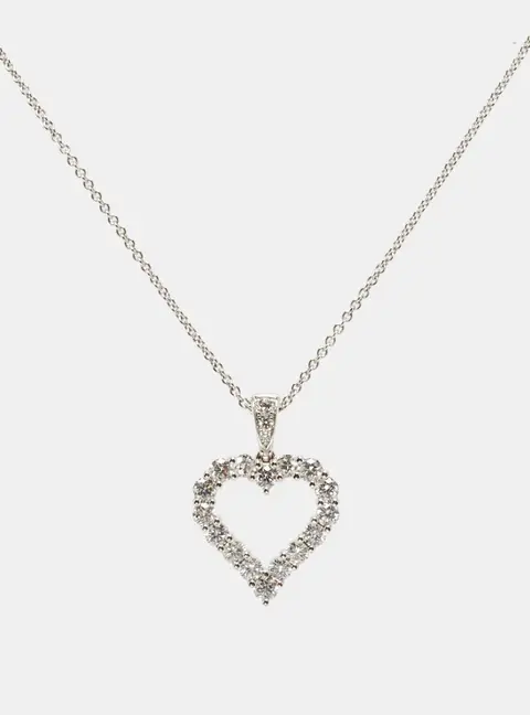 Graff Heart Silhouette Diamond 18k White Gold Necklace