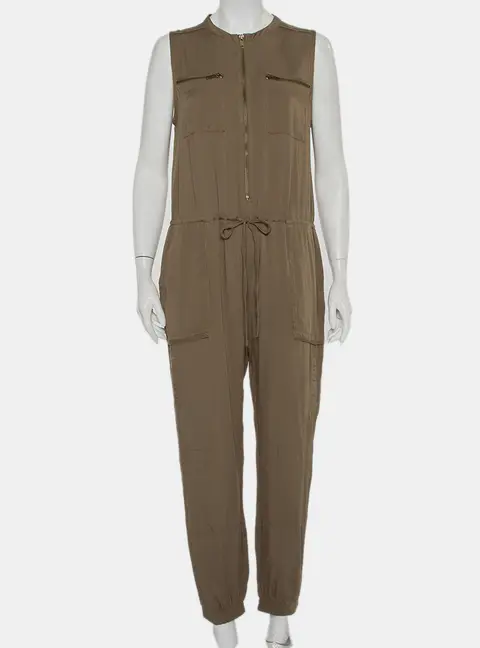 Greylin Military Green Synthetic Sleeveless Klark Jumpsuit M