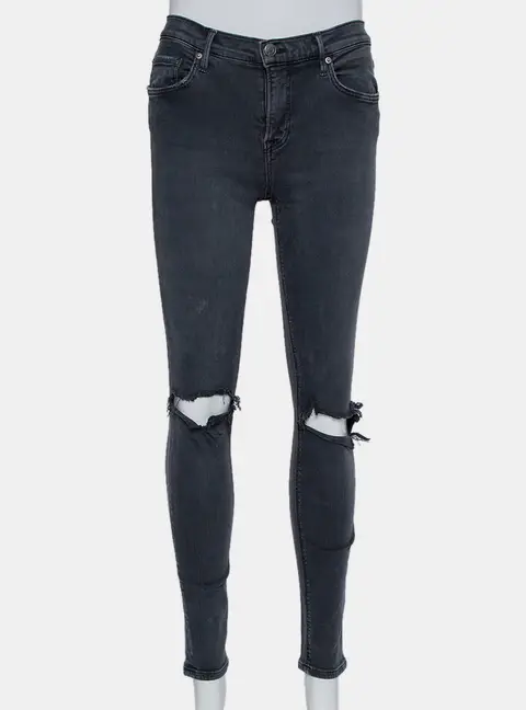 Grlfrnd Grey Denim Distressed Skinny Candice Jeans M