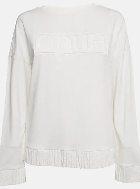 Hugo Boss Off-White Cotton HD Effect Logo Detail Sweatshirt M