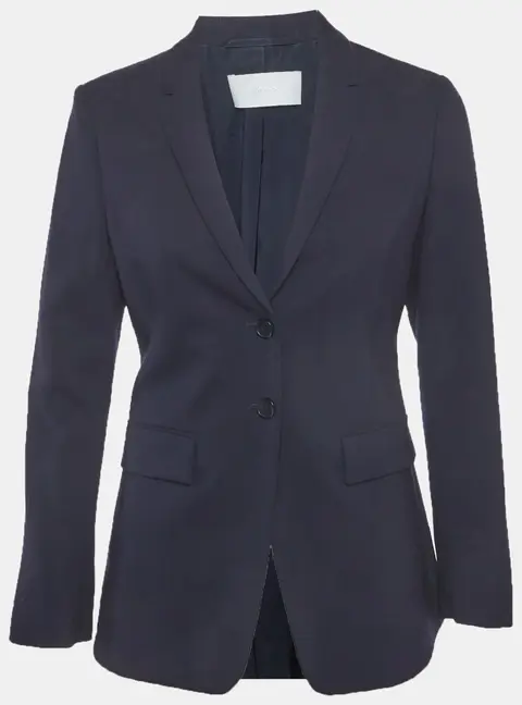 Hugo Boss Navy Blue Virgin Wool Button Front Blazer S