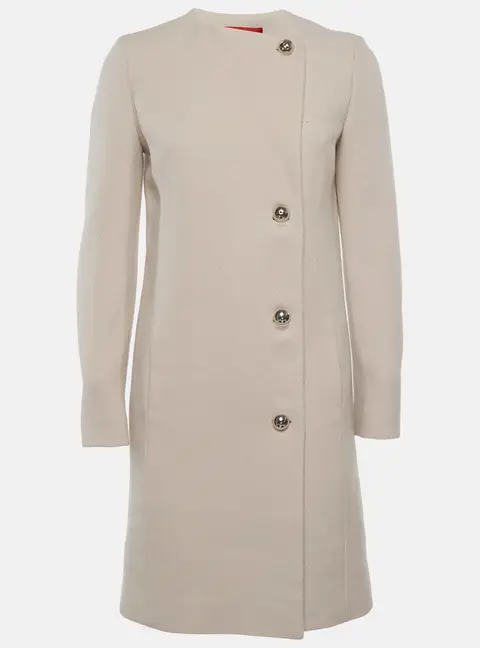 Hugo Boss Beige Wool Blend Asymmetric Mesila Coat S
