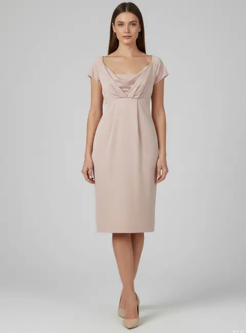 Hugo Boss Pink Satin Off Shoulder Midi Dress M
