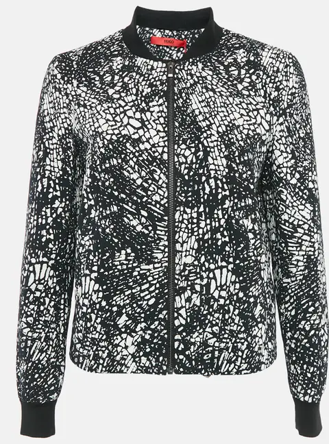 Hugo Boss Black/White Printed Cotton Blend Crinkled Andina Jacket M