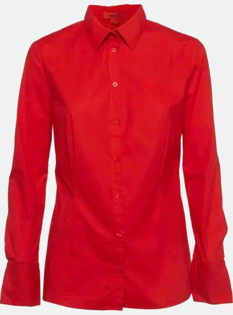 Hugo Boss Red Cotton Long Sleeve Shirt S