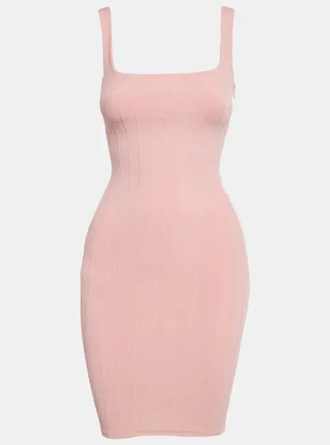 Hunza G Pink Stretch Knit Nile Mini Dress One Size