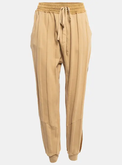 Haider Ackermann Light Brown Satin Side Stripe Cotton Sweatpants L