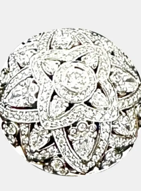 Harry Winston 18K White Gold Pave Diamonds Lily Ring EU 58