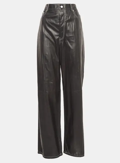 Helmut Lang Black Leather Straight Leg Pants M