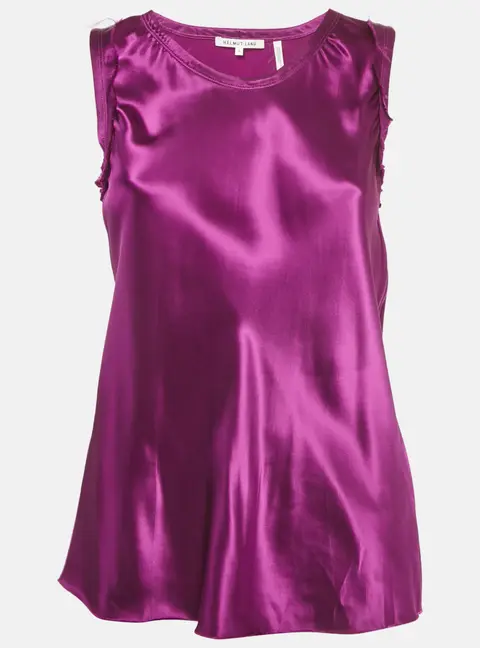 Helmut Lang Ultra Violet Satin Raw Detail Sleeveless Top S