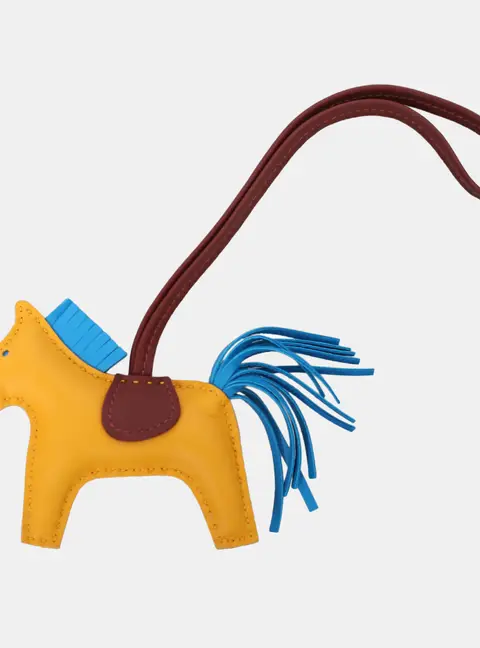 Hermes Orange Leather Rodeo PM Charm