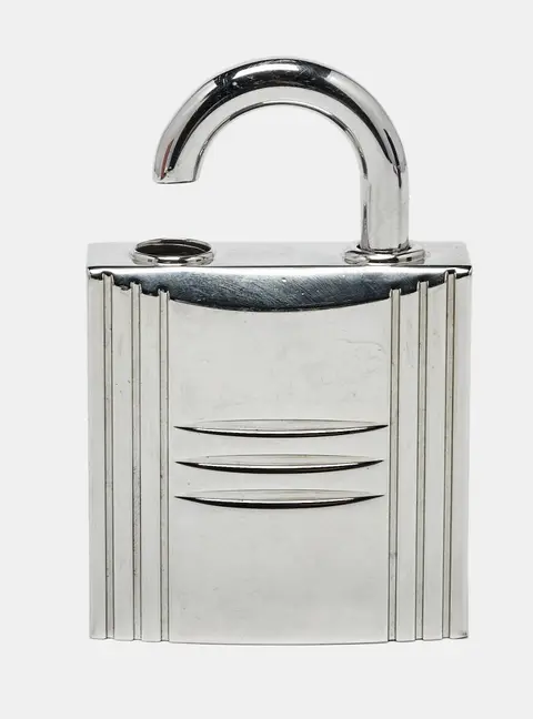 Herm&egrave;s Padlock Silver Tone Refillable Parfum Bag Charm