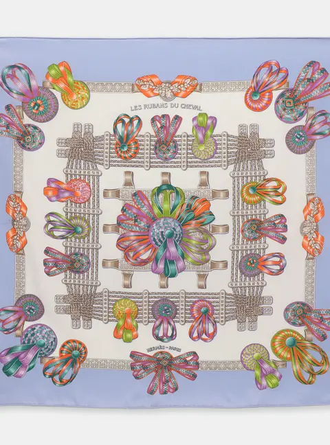 Herm&egrave;s Multicolor Silk Les Rubans Du Cheval Scarf