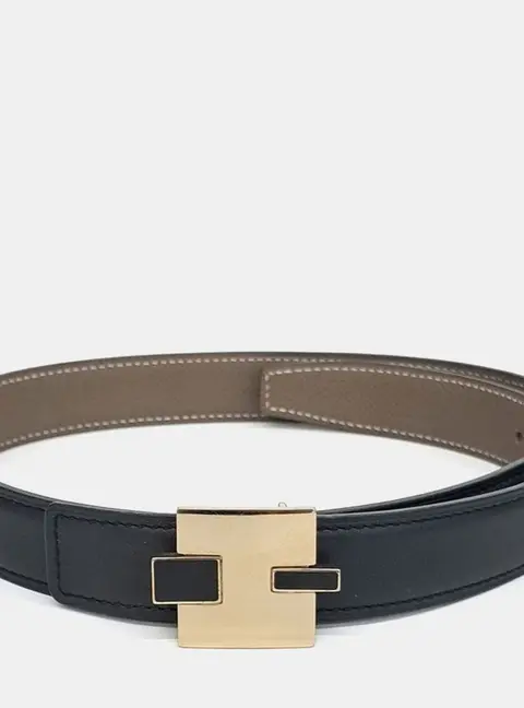 Hermes Black Leather Reversible Belt