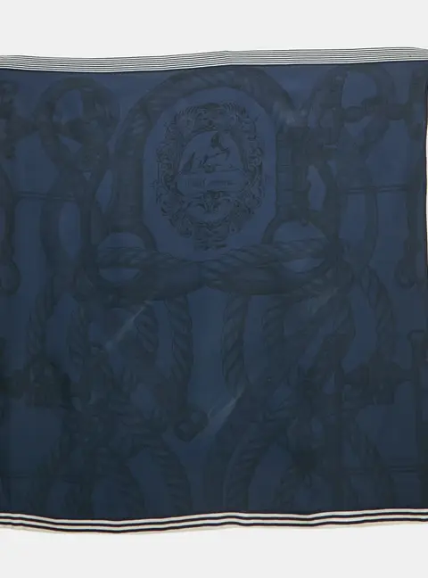 Herm&egrave;s Blue Silk Della Cavalleria scarf