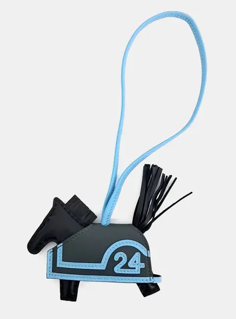 Hermes Blue Black Robeo Bag Charm Small