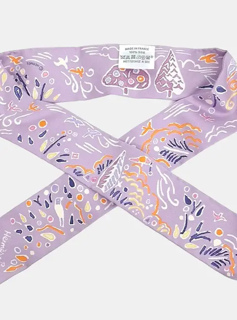 Hermes Purple Silk Twilly