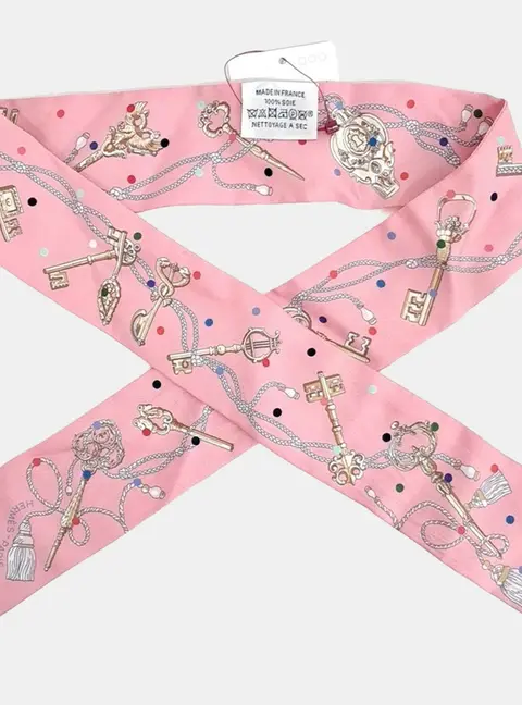 Hermes Pink Dot Silk Scarf