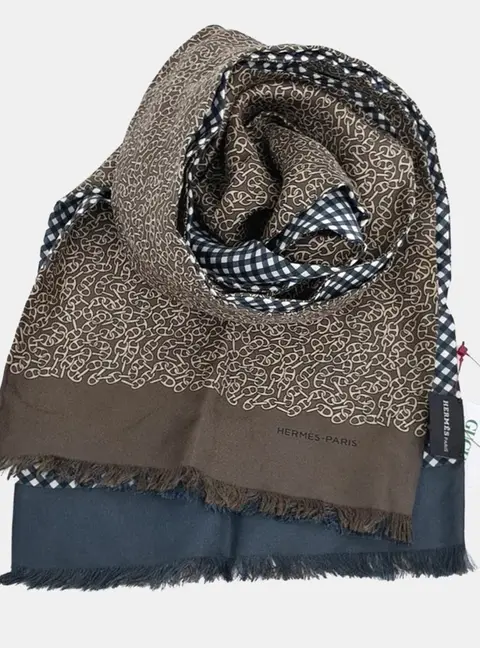 Hermes Brown Silk Scarf