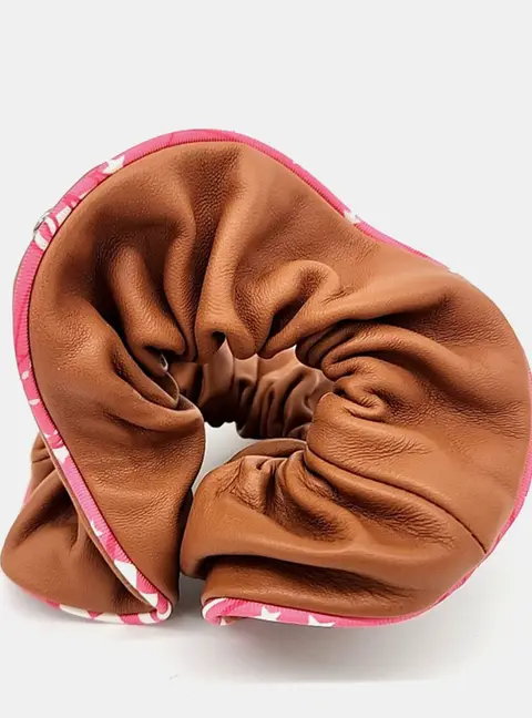 Hermes Brown Leather Scrunchie