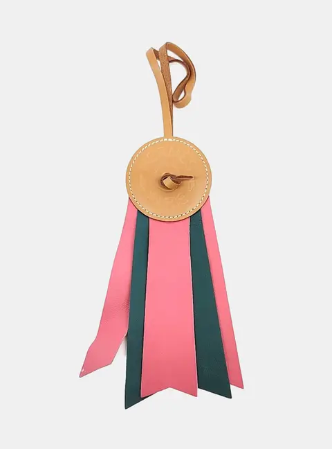 Hermes Paddock Plot Green, Pink Leather Bag Charm